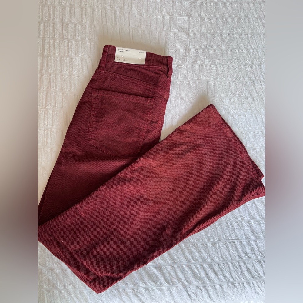 American Eagle Outfitters Women's Flare Jeans in Deep Wine Red